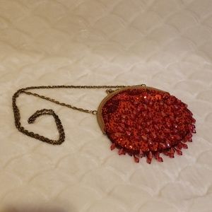 RED HOT BEADED EVENING BAG